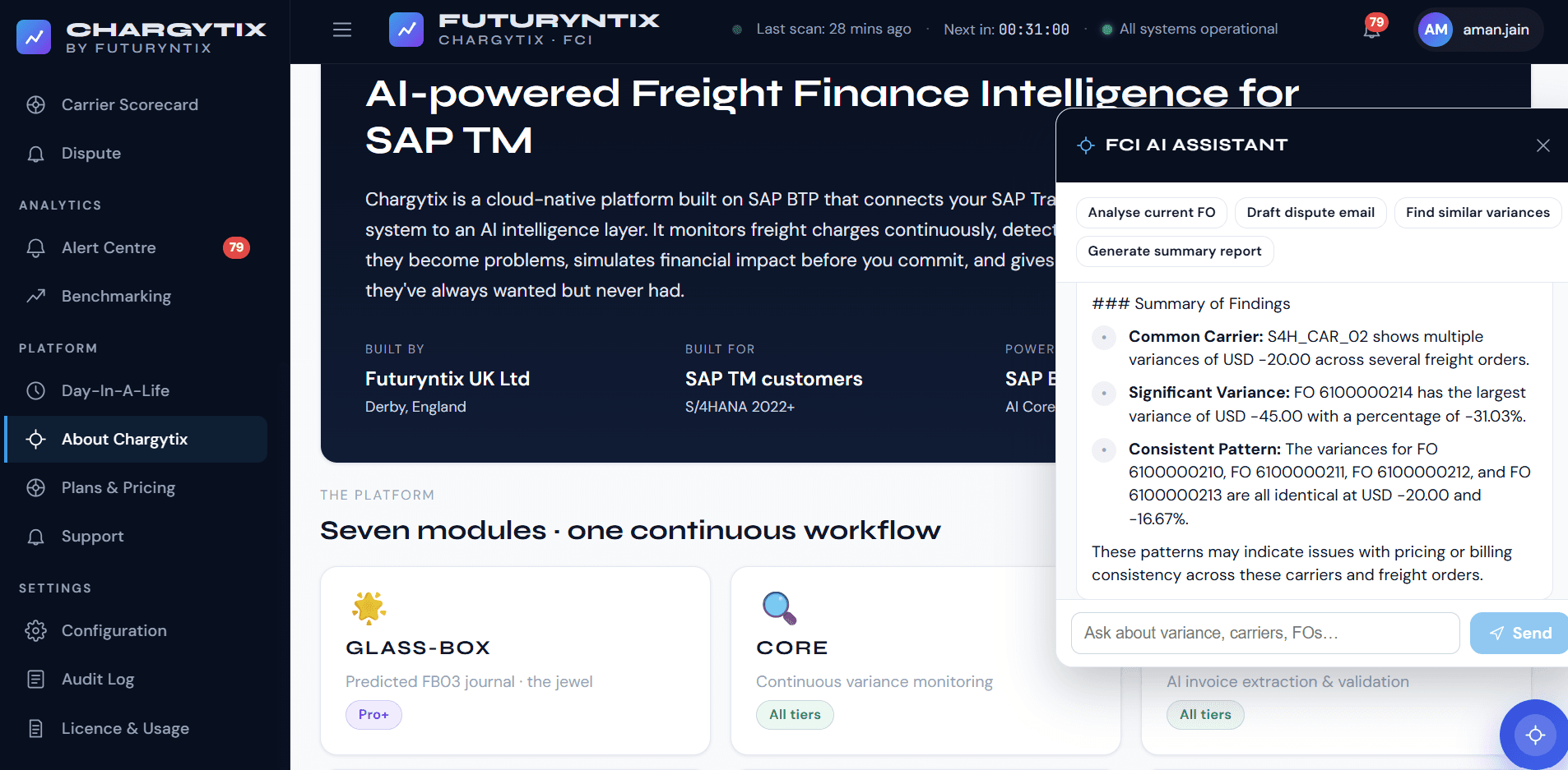 Chargytix AI — freight cost intelligence overview