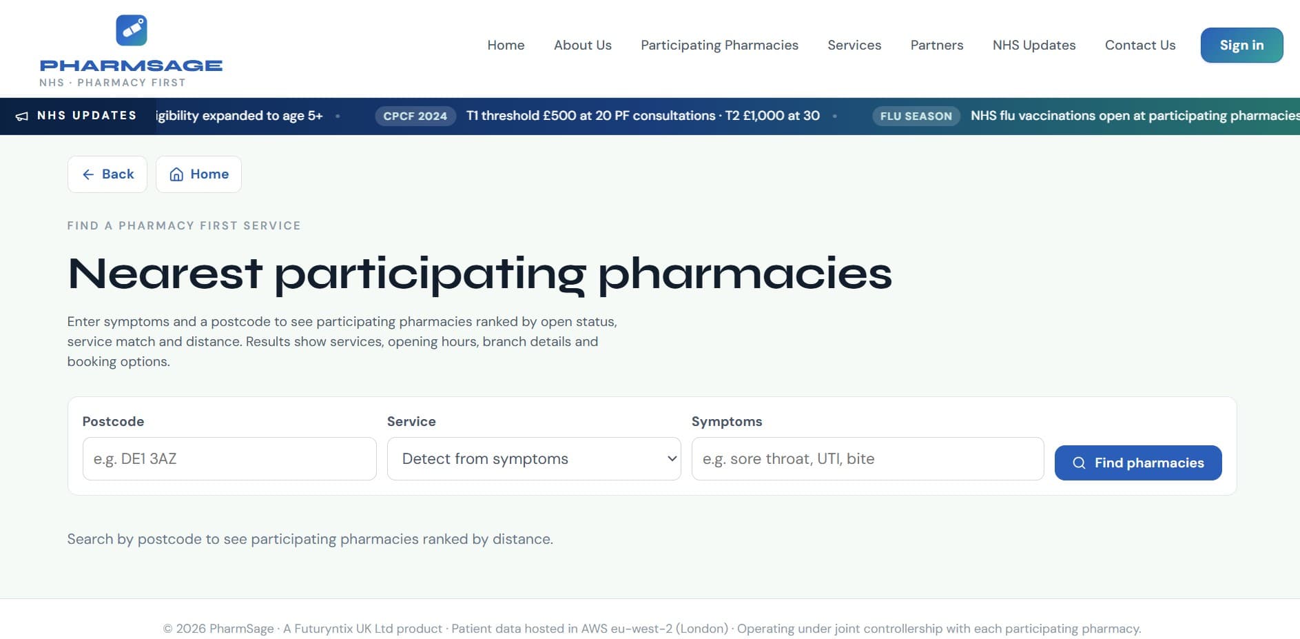 PharmSage — Participating pharmacy listing