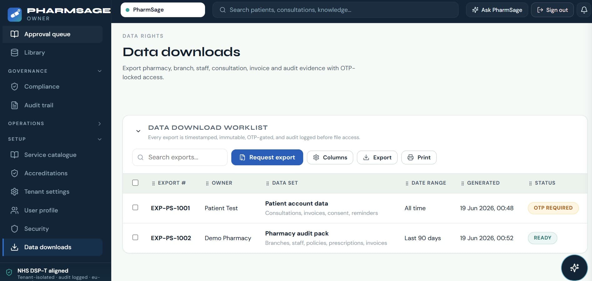 PharmSage data download